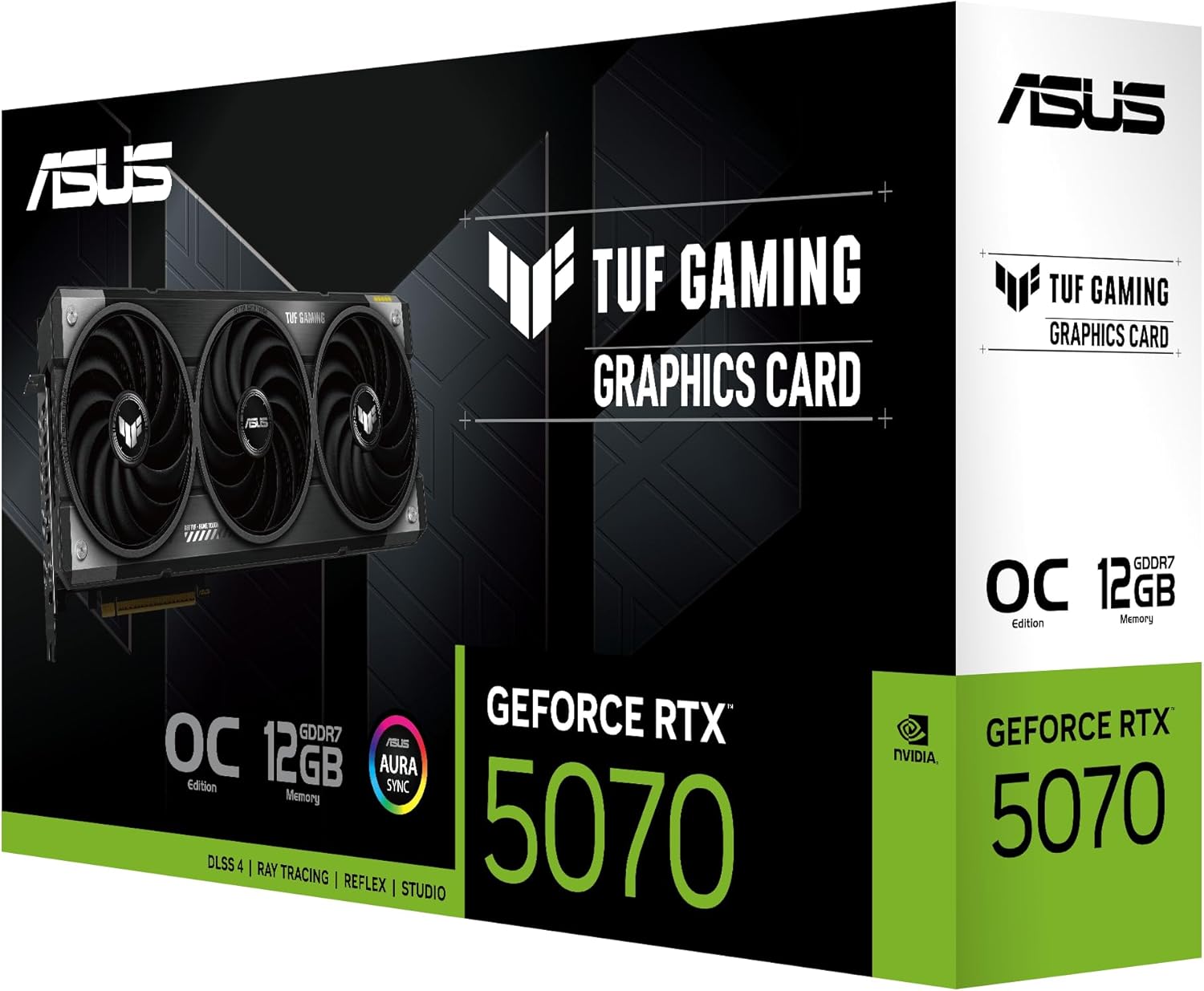 ASUS TUF GeForce RTX™ 5070 12GB GDDR7 OC Edition Graphics Card, NVIDIA, Desktop (PCIe® 5.0, HDMI®/DP 2.1, 3.125-Slot, Military-Grade Components, Protective PCB Coating, Axial-tech Fans)