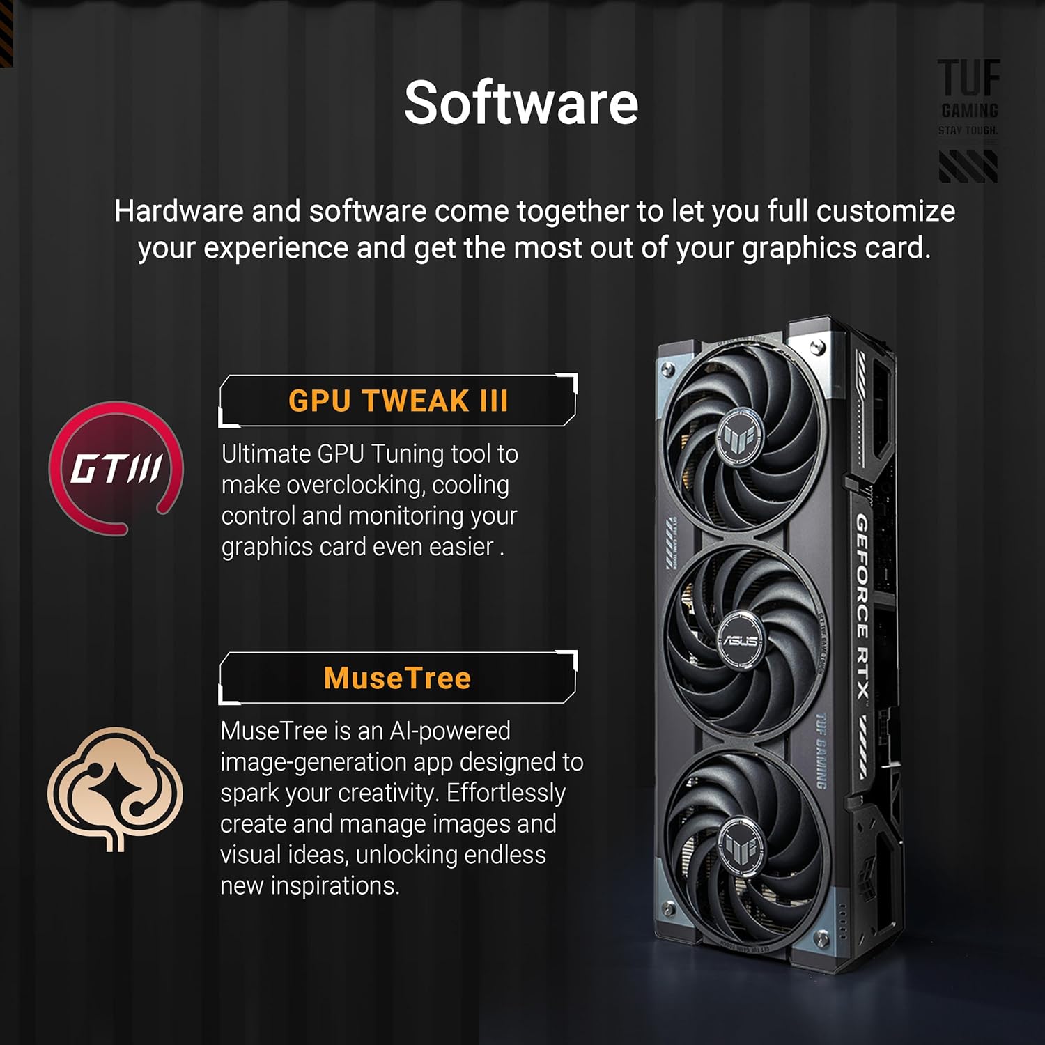 ASUS TUF GeForce RTX™ 5070 12GB GDDR7 OC Edition Graphics Card, NVIDIA, Desktop (PCIe® 5.0, HDMI®/DP 2.1, 3.125-Slot, Military-Grade Components, Protective PCB Coating, Axial-tech Fans)